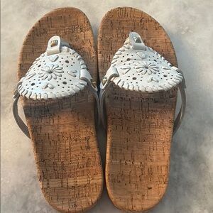 Jack Rogers White Sandals with Crocheted Design